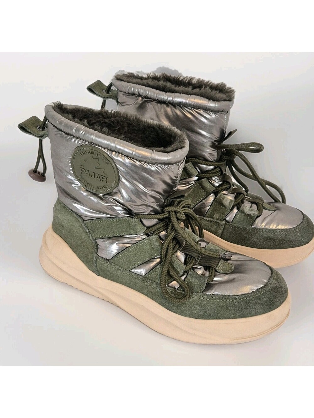 PAJAR Aviva Green Faux Fur-Lined Waterproof Boots US 5.5-6 EU 36